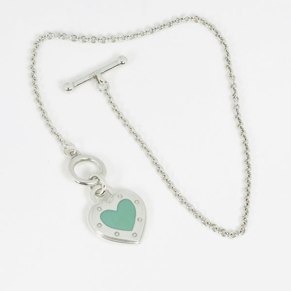 Return to Tiffany Love Blue Enamel Heart Tag Charm Toggle Bracelet - 2