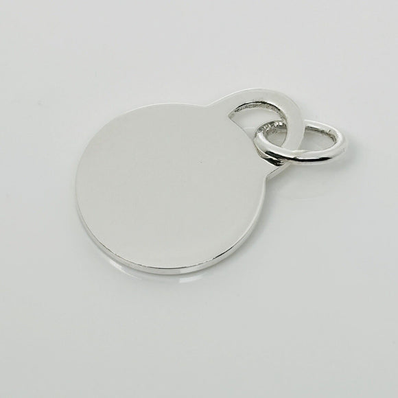 Tiffany & Co Round Tag Blank Engravable Pendant or Charm in Silver Engraving
