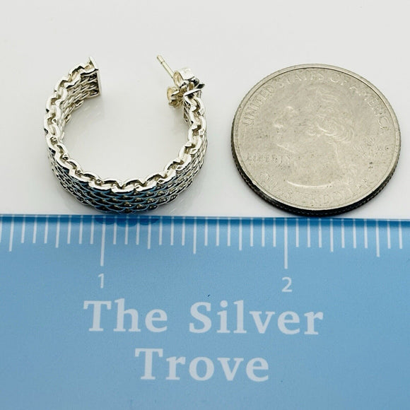 Tiffany & Co Somerset Mesh Hoop Huggie Earrings in Sterling Silver