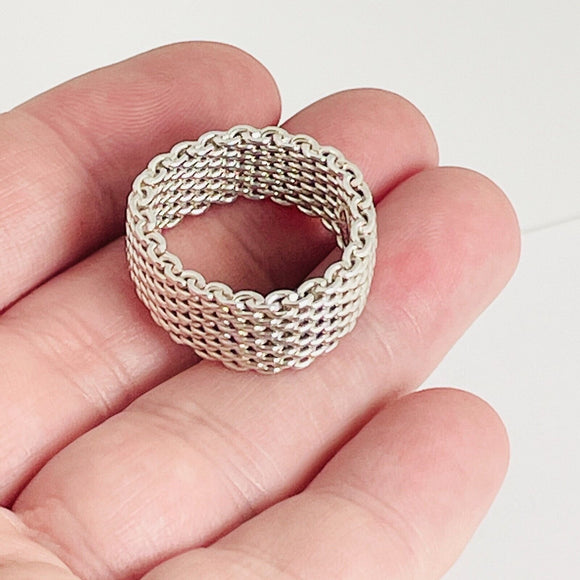 Size 11 Tiffany & Co Somerset Mesh Weave Ring Mens Unisex