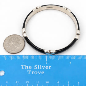 Tiffany & Co Signature X Black Enamel Bangle Bracelet 7.5" in 925 Silver - 0