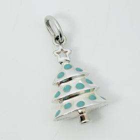 RARE Tiffany & Co Christmas Tree Charm in Blue Enamel and Sterling Silver