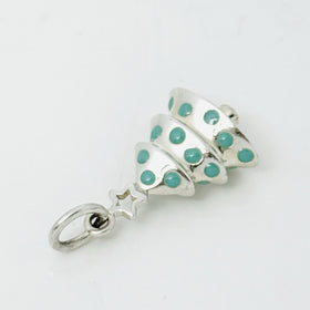 RARE Tiffany & Co Christmas Tree Charm in Blue Enamel and Sterling Silver - 0