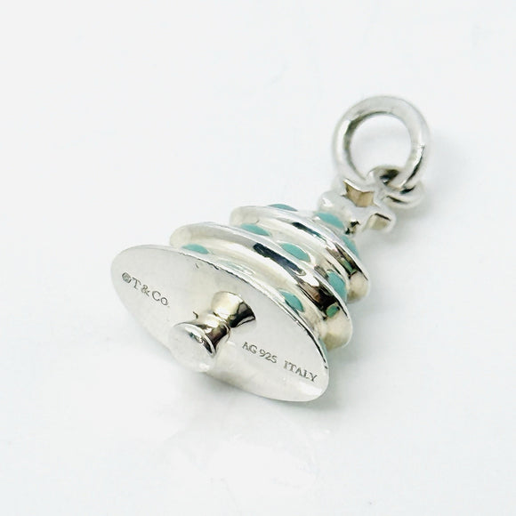 RARE Tiffany & Co Christmas Tree Charm in Blue Enamel and Sterling Silver