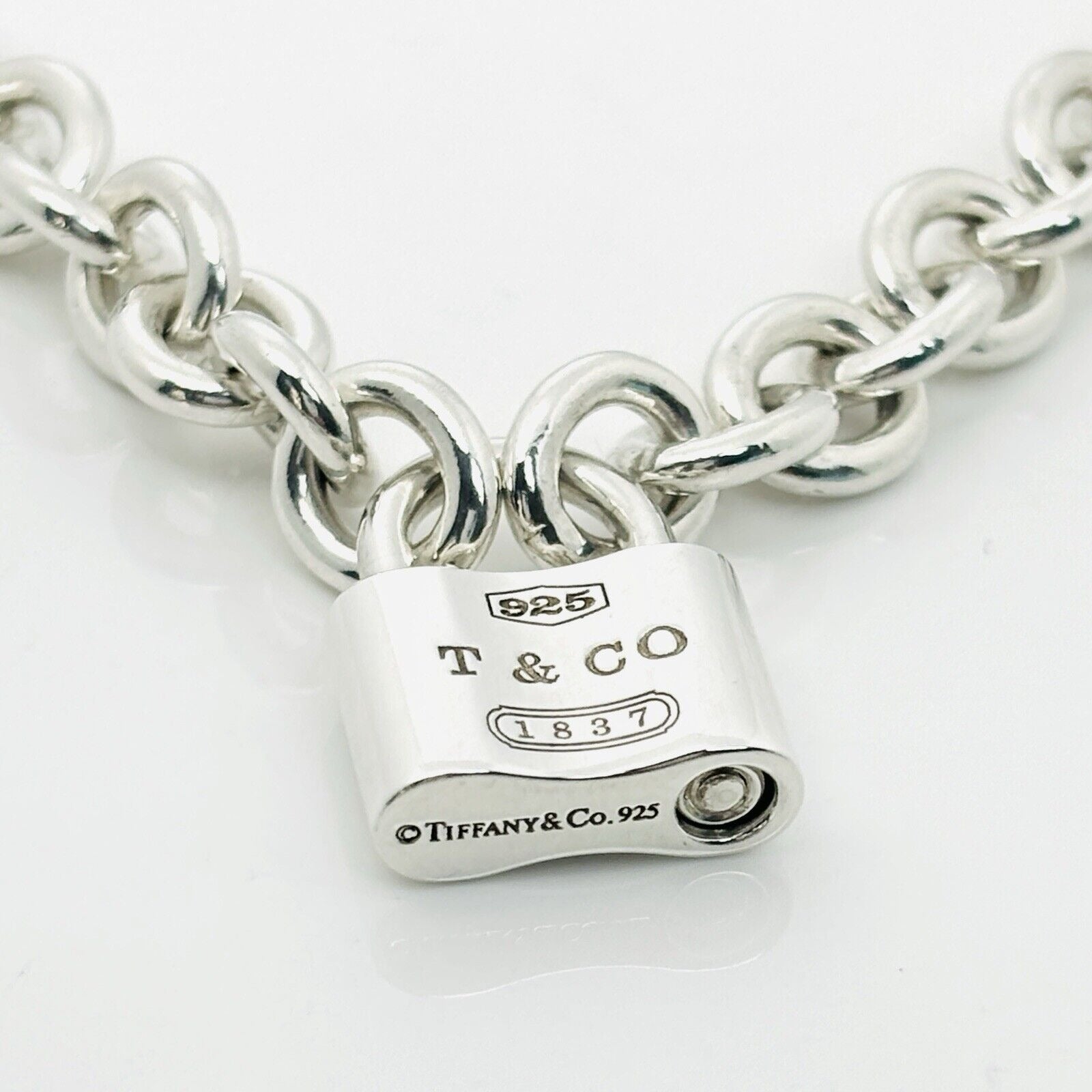 Tiffany & Co 1837 Padlock Rolo Chain Necklace in Sterling Silver