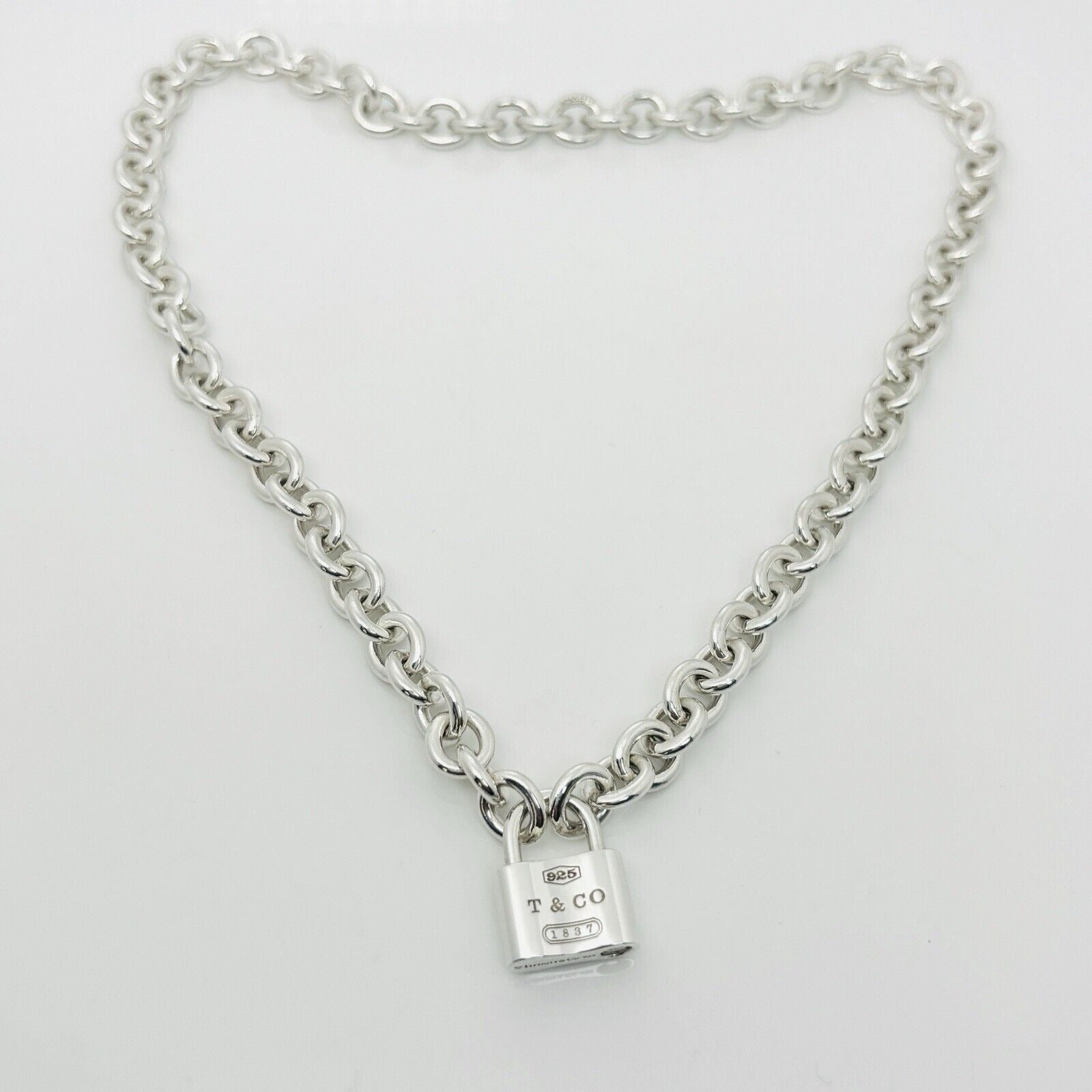 Tiffany & Co 1837 Padlock Rolo Chain Necklace in Sterling Silver