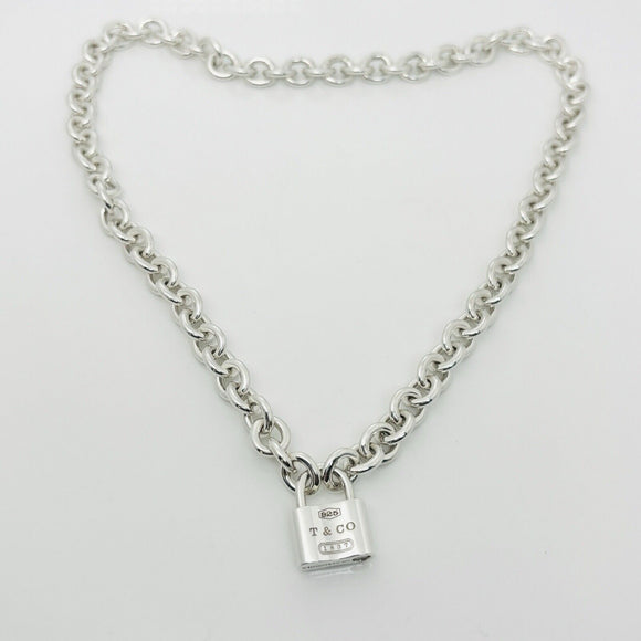 Tiffany & Co 1837 Padlock Rolo Chain Necklace in Sterling Silver