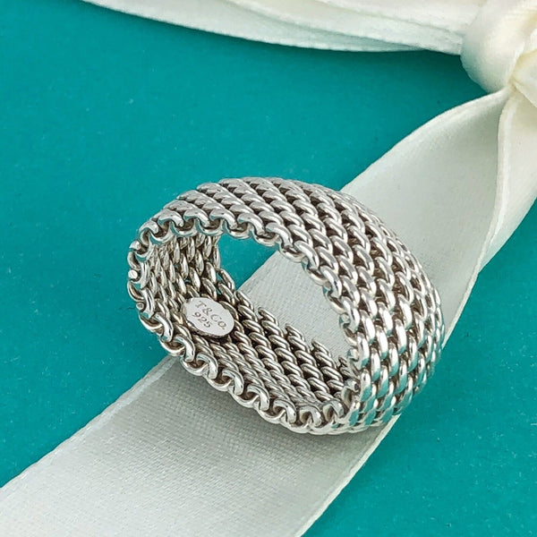 Size 6.5 Tiffany & Co Somerset Mesh Weave Flexible Dome Unisex Mens Ring - 4