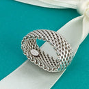 Size 6.5 Tiffany & Co Somerset Mesh Weave Flexible Dome Unisex Mens Ring-4