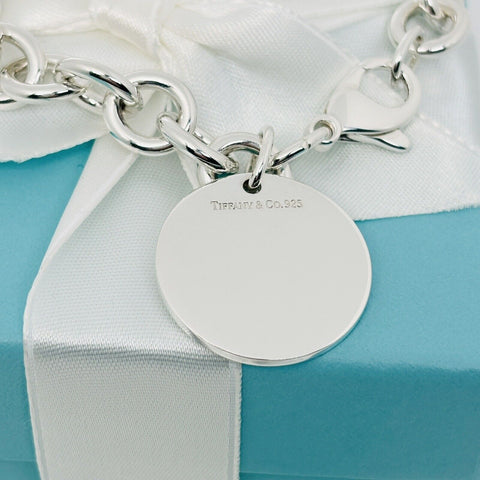 Tiffany Round Circle Tag Charm Bracelet with Engravable Blank Disc Engraving - 0