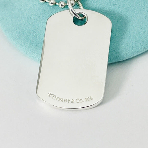 24" Tiffany & Co 1837 Dog ID Tag on Bead Chain Necklace Mens Unisex