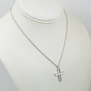 24 inch Tiffany Mens Unisex Cross Large Link Necklace in Concave Sterling Silver-4