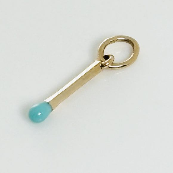 Tiffany Match Stick Pendant Charm in Rose Gold and Blue Enamel Fire and Ice