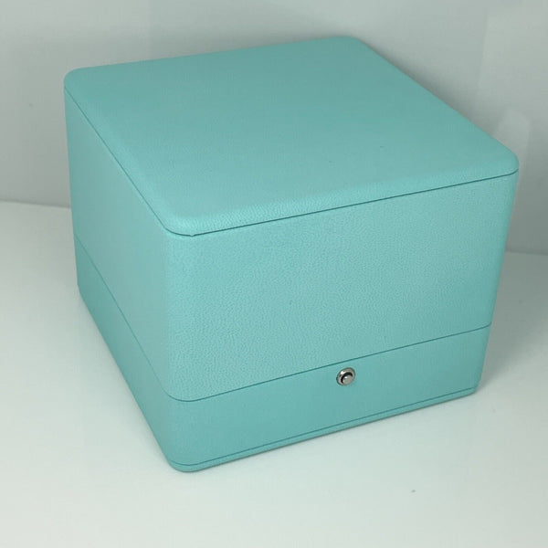 Tiffany & Co Necklace Storage Presentation Gift Box in Blue Leather Lux and AUTHENTIC - 5