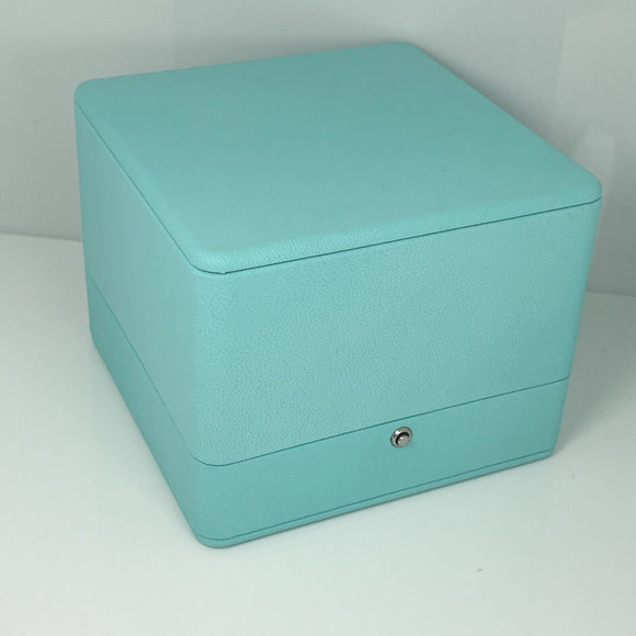 Tiffany & Co Necklace Storage Presentation Gift Box in Blue Leather Lux