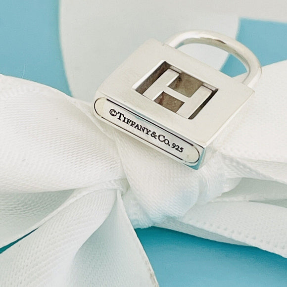 Tiffany & Co Sterling Silver Letter "H" Alphabet Initial Padlock Charm Pendant