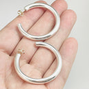 Tiffany Large 1.6" Doughnut Bezet Hoop Earrings in Sterling Silver-3