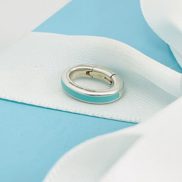 Tiffany Blue Enamel Oval Jump Ring in Sterling Silver