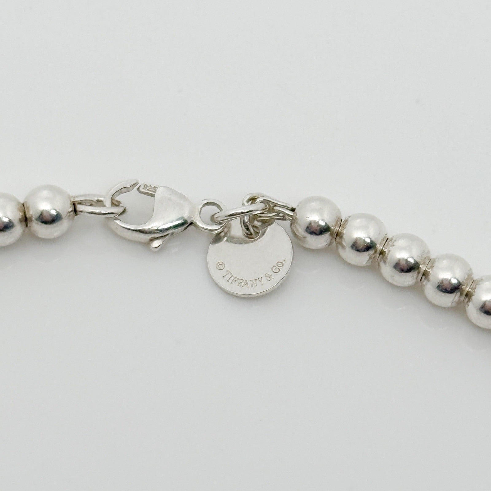 Small 7" Return to Tiffany Blue Enamel Heart Tag Bead Charm Bracelet