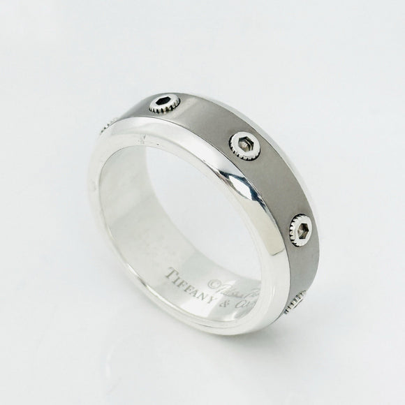 Size 11 Tiffany Turbo Ring by Paloma Picasso Mens Unisex in Silver and Titanium
