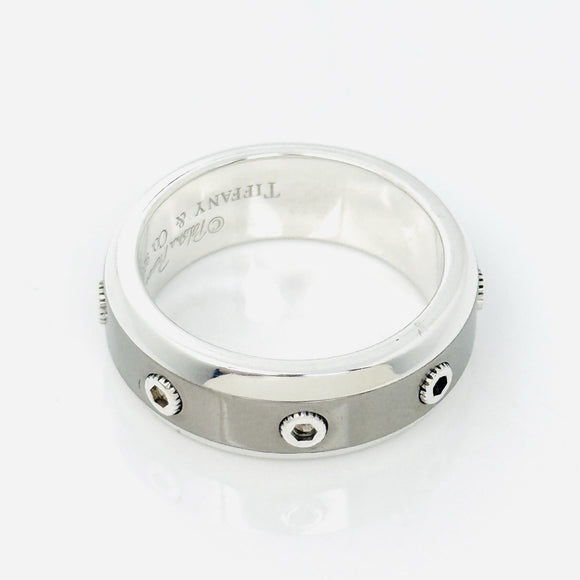 Size 11 Tiffany Turbo Ring by Paloma Picasso Mens Unisex in Silver and Titanium