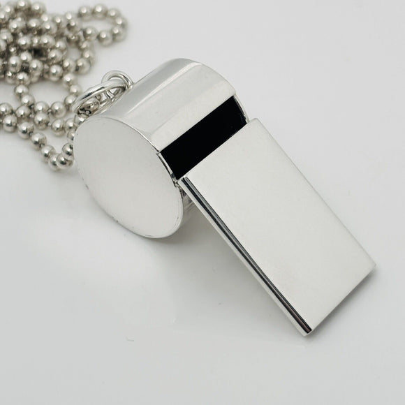 Tiffany & Co Coach Sport Whistle on 34" Bead Dog Chain in Sterling Silver