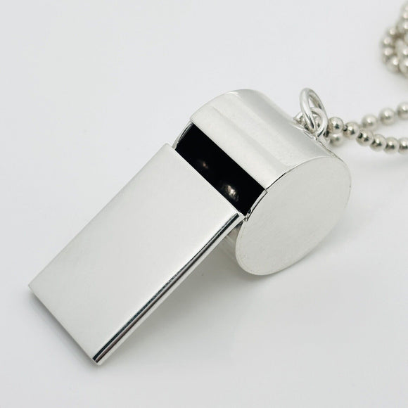Tiffany & Co Coach Sport Whistle on 34" Bead Dog Chain in Sterling Silver
