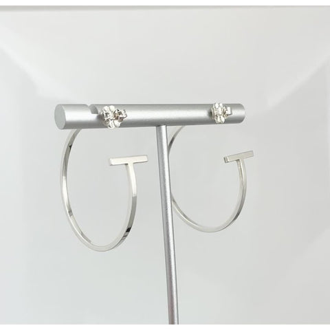Tiffany T Wire Smile Large Hoop Earrings in Sterling Silver