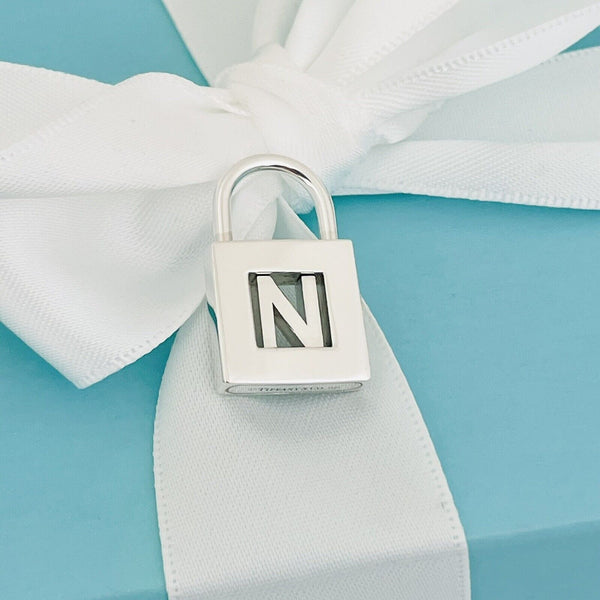 Tiffany & Co Letter N Alphabet Initial Padlock  Notes Charm Pendant in Silver - 1