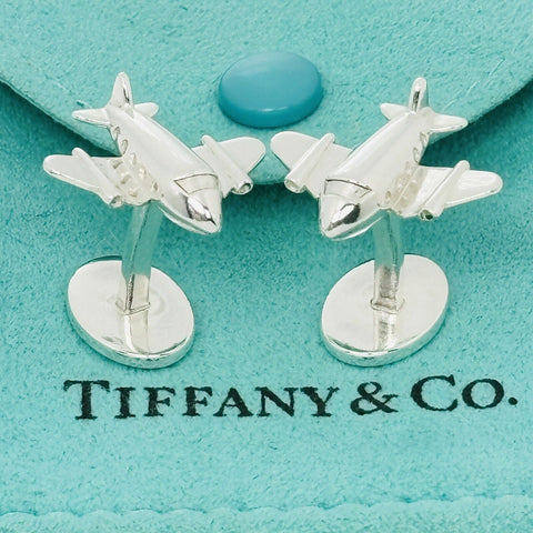 Tiffany Airplane Plane Pilot Cufflinks in Sterling Silver