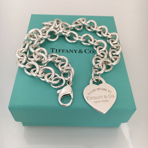 18" Please Return to Tiffany & Co New York 925 Heart Tag Necklace AUTHENTIC - 0