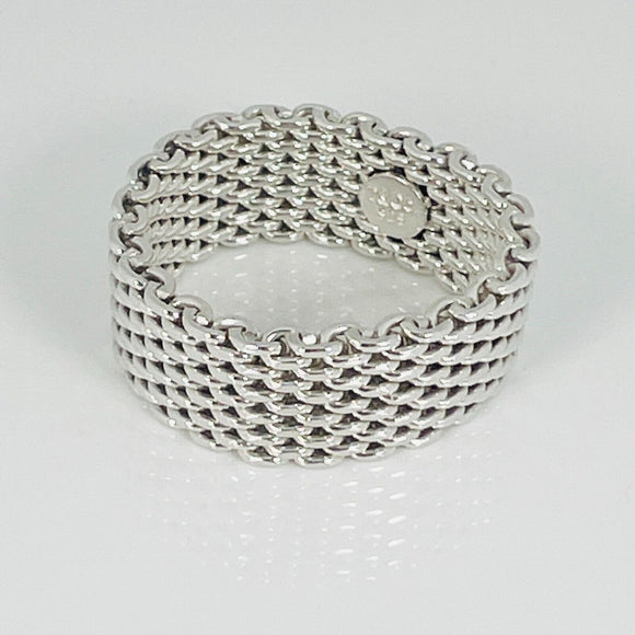 Size 11 Tiffany & Co Somerset Mesh Weave Ring Mens Unisex