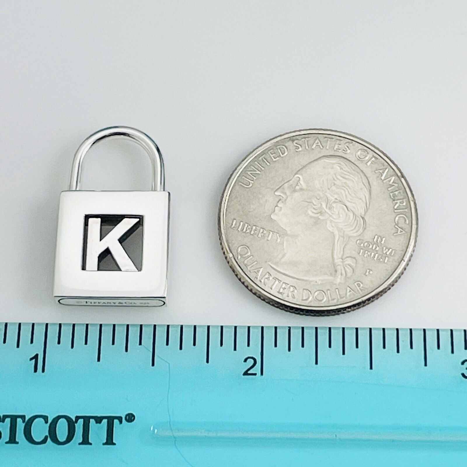 Tiffany & Co Letter K Alphabet Initial Padlock Charm Pendant in Sterling Silver