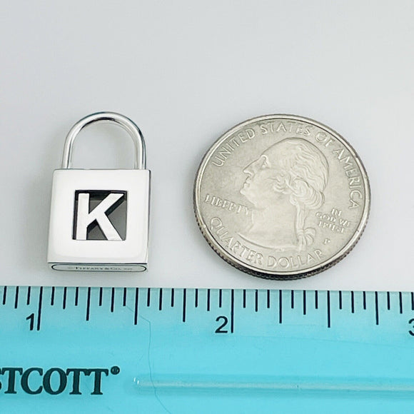 Tiffany & Co Letter K Alphabet Initial Padlock Charm Pendant in Sterling Silver
