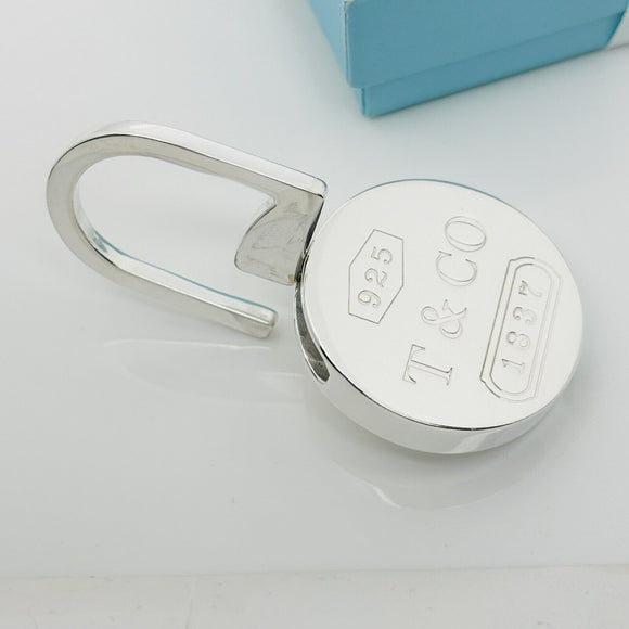 Tiffany & Co Large 1837 Padlock Key Ring KeyChain in Sterling Silver