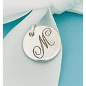 Tiffany Silver Letter M Alphabet Initial Round Circle Notes Charm Pendant - 1