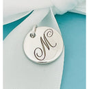 Tiffany Silver Letter M Alphabet Initial Round Circle Notes Charm Pendant-1