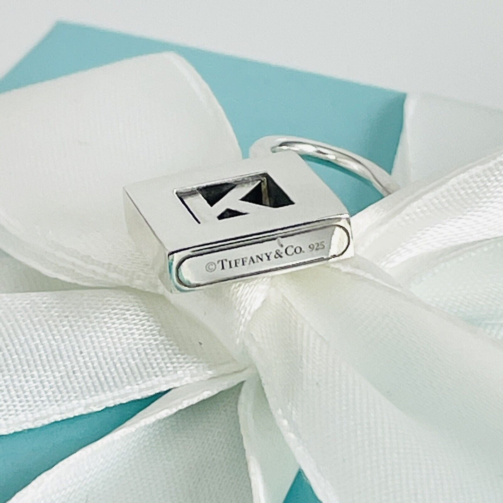 Tiffany & Co Letter K Alphabet Initial Padlock Charm Pendant in Sterling Silver