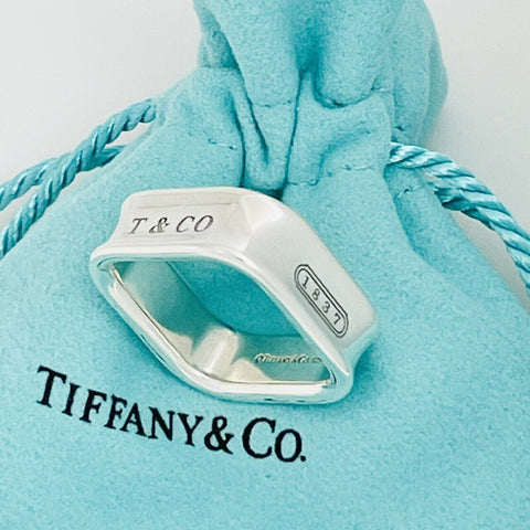Size 12 Tiffany 1837 Square Ring Unisex Mens in STerling Silver