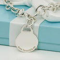 8" Tiffany Round Circle Tag Charm Bracelet with Engravable Blank Disc Engraving - 1