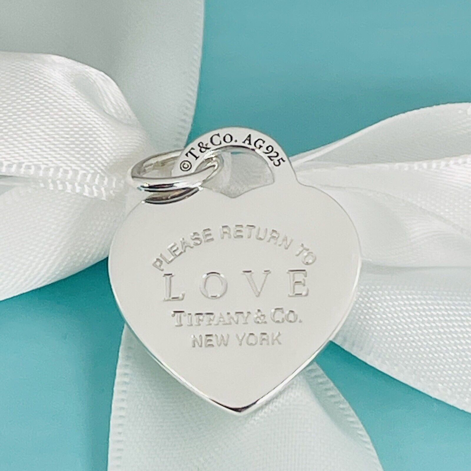 Please Return to Tiffany Love Studded Heart Tag Pendant or Charm