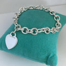 9" Large Tiffany & C Blank Heart Tag Charm Bracelet in Sterling Silver-2