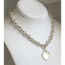 18" Tiffany & Co Sterling Silver Engravable Blank Heart Tag Necklace-1