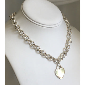 18" Tiffany & Co Sterling Silver Engravable Blank Heart Tag Necklace