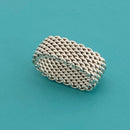 Size 4.5  Tiffany & Co Somerset Mesh Basket Weave Ring in Sterling Silver-5