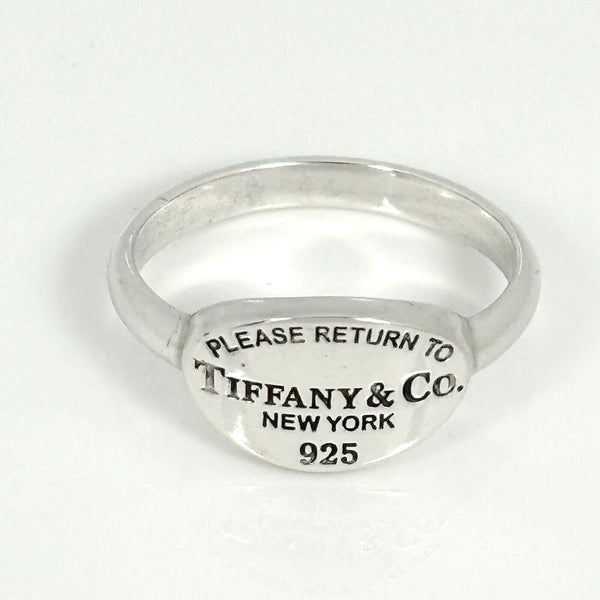 Size 10 Please Return to Tiffany & Co Oval Signet Ring in Sterling Silver - 2