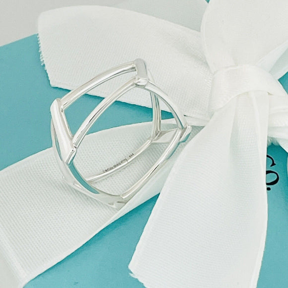 Size 7.5 Tiffany Frank Gehry Torque Ring Open Cutout Square Mens Unisex