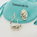Tiffany Shell Dome Earrings in Sterling Silver and Yellow Gold Twist Omega Back-4