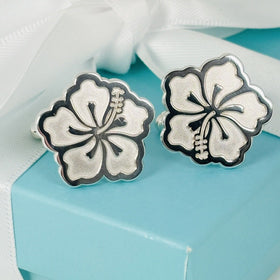 RARE Tiffany & Co Hibiscus Flower Cufflinks in Sterling Silver