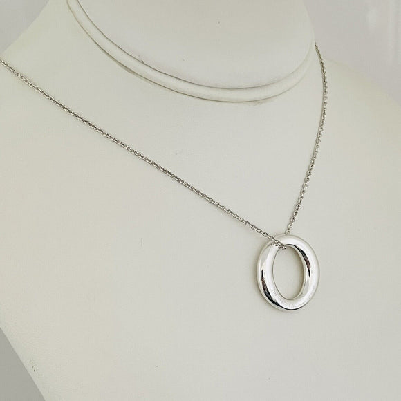 16" Tiffany & Co Elsa Peretti Sevillana O Pendant Necklace Sterling Silver